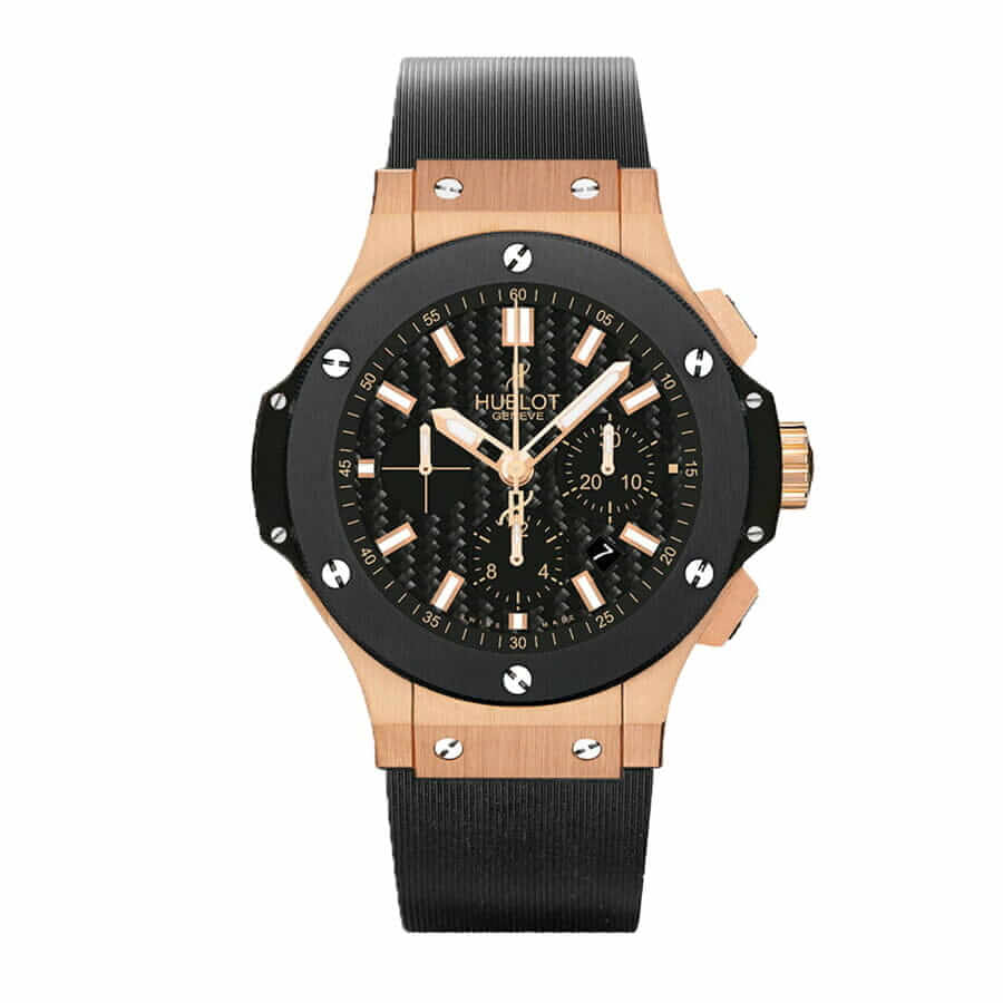 hublot-big-bang-rose-gold-black-dial-rubber-replica-watch