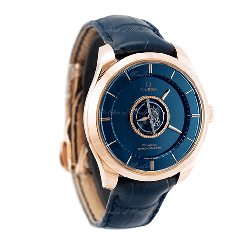 omega-de-ville-tourbillon-black-dial-rose-gold-replica-watch