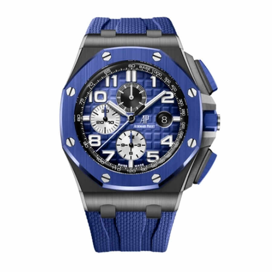 audemars-piguet-royal-oak-blue Audemars Piguet Royal Oak Offshore Chronograph 26405CE.OO.A002CA.01 "Black & Blue" Near Original Replica - Image 1