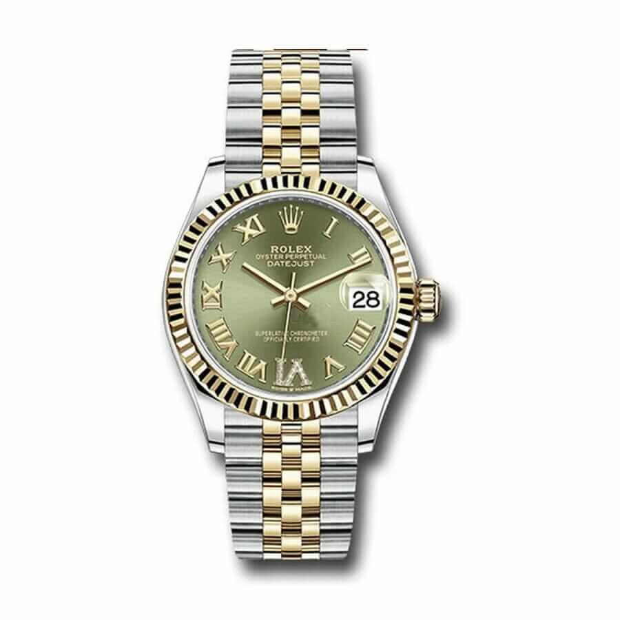 datejust-green-roman-number rolex-datejust-yellow-gold-green-dial-jubilee