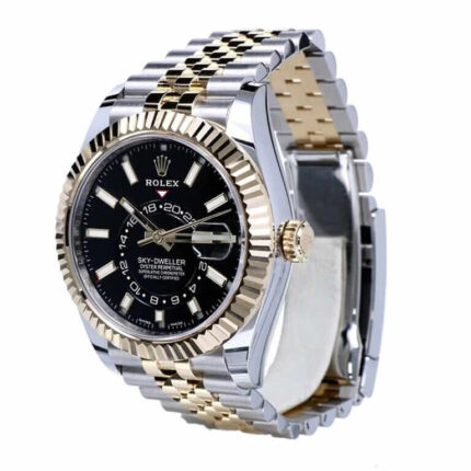 rolex-sky-dweller-black-jubilee-gold-steel-replica-watch