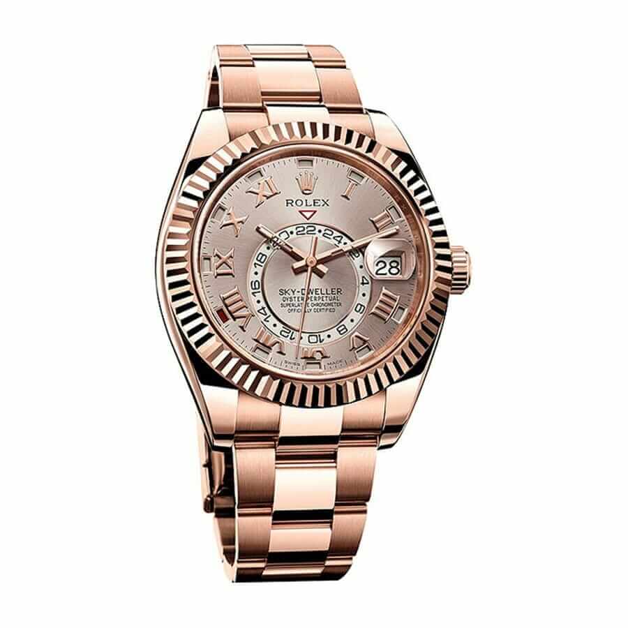 rolex-sky-dweller-everose-gold-sundust-dial-326935-left-replica